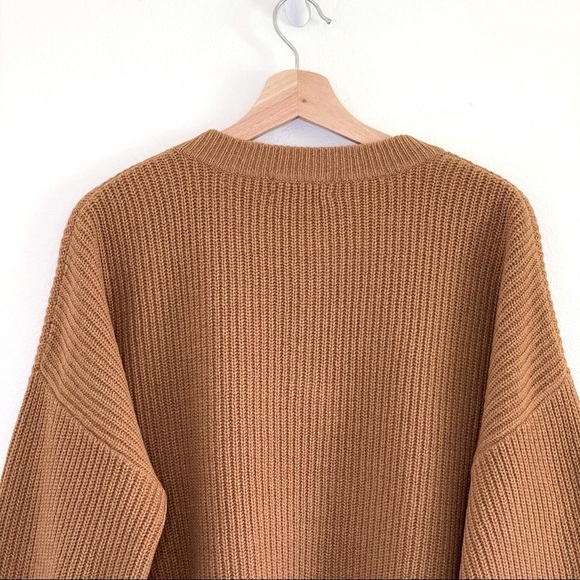 NEW Madewell (Re)sourced Cashmere Ribbed Henley Sweater Honey Chestnut Large - Picture 9 of 16